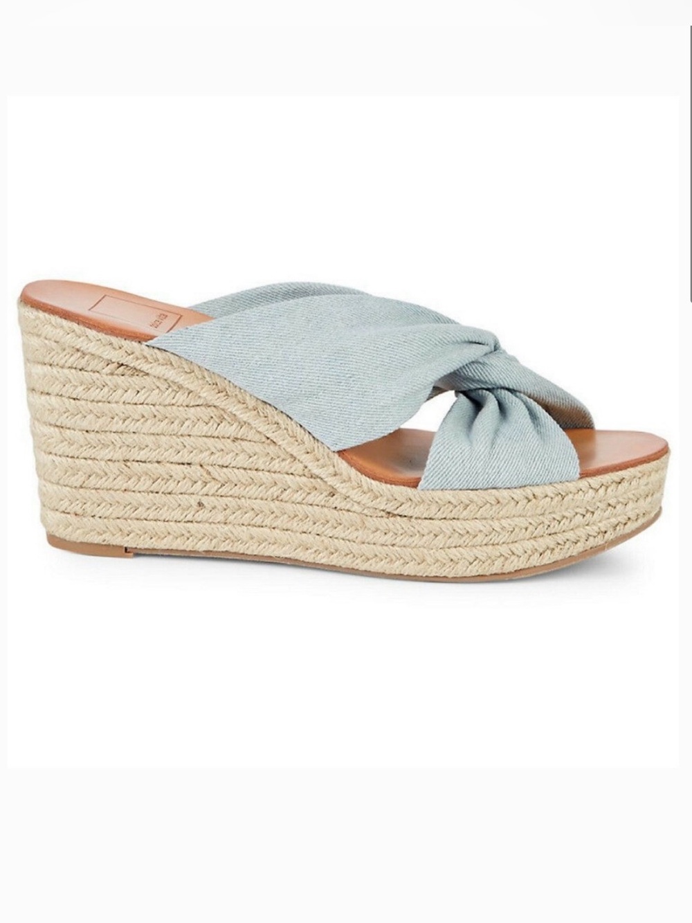 Dolce Vita Light Blue Denim Twisted Espadrille Wedge Slides - Picture 2 of 10